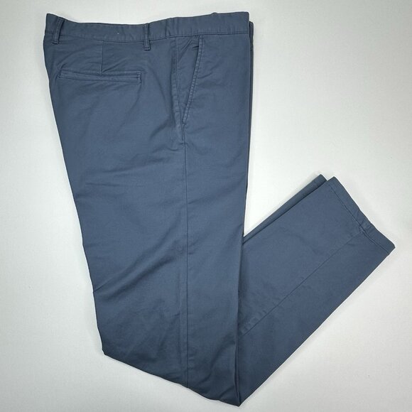 H&M L.O.G.G. Men's Blue Slim-Fit Chino Business Career Pant W38-40/L33.25 - Picture 3 of 11